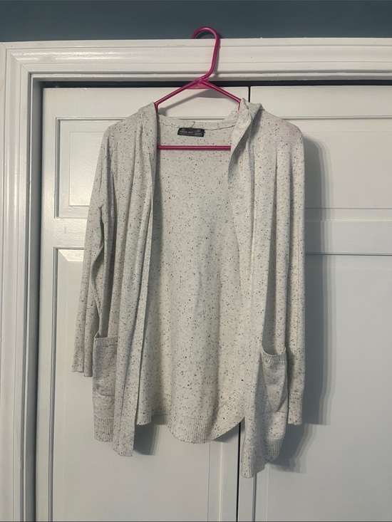 Verve Ami Sweaters - Verve Ami Speckled Cream Open-Front Hooded Cardigan